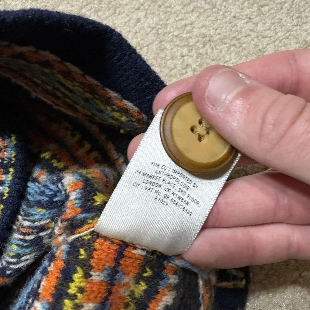 Anthropologie Sparrow Cardigan Sweater Womens Small Multicolor Fair Isle Wool - Picture 9 of 9